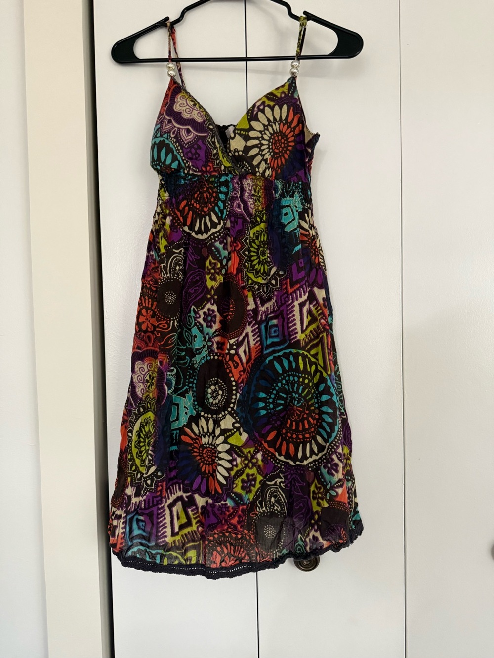 Derek Heart Multicolor Floral & Geometric Spaghetti-Strap Sundress